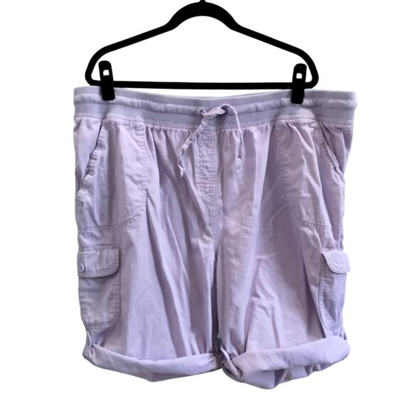 Woman Within Cargo Shorts Plus Size 26W Lavender Elastic Waist Drawstring - Picture 2 of 7
